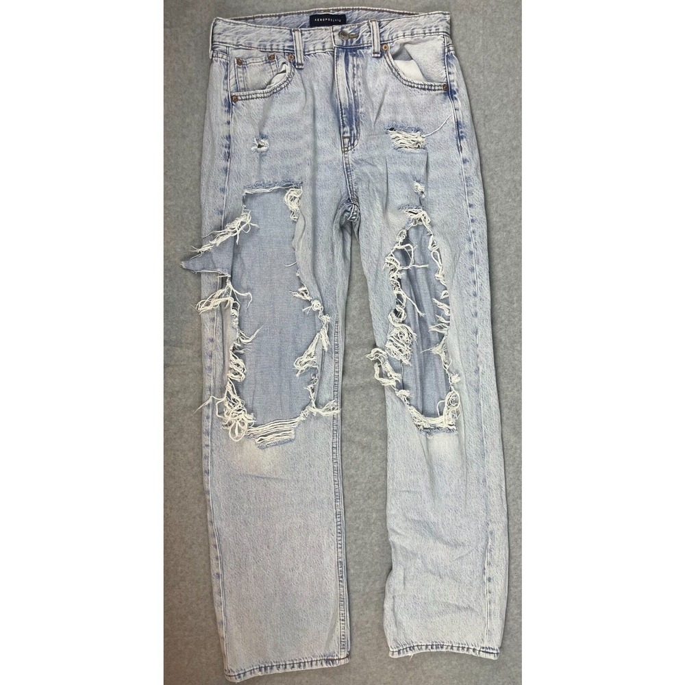 Aeropostale Jeans‎ Women's Size 10 90's Baggy Light Wash Destroyed
